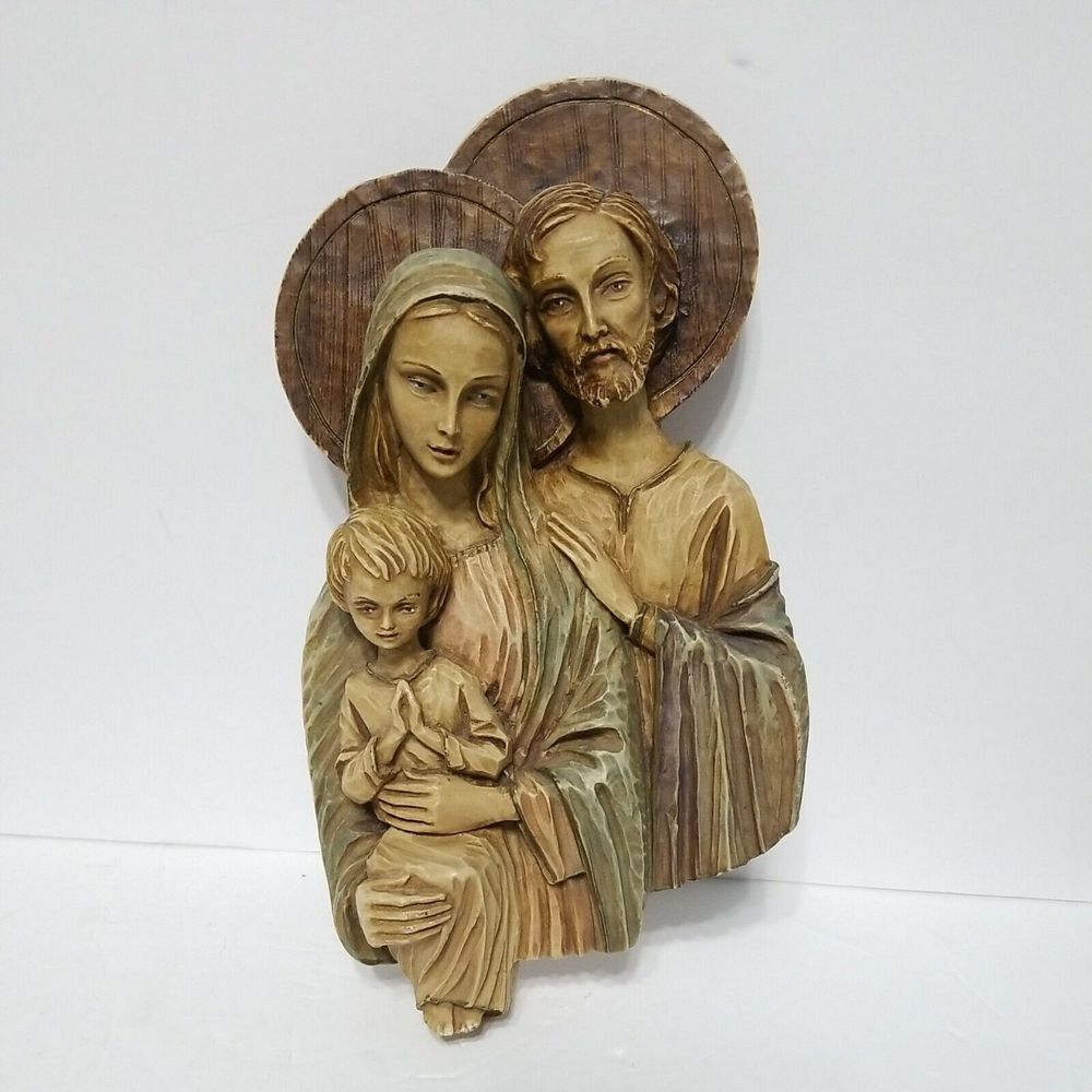 Holy Family Roman Italy Jesus Mary & Joseph 3-D Wall Hanging Plaque Christianity